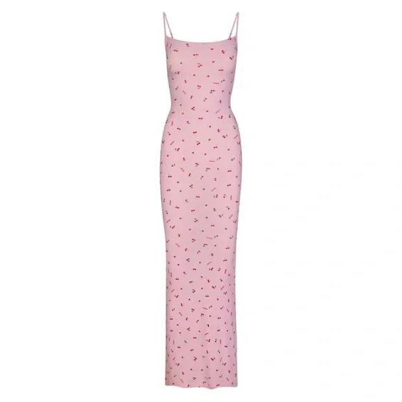 Skims Soft Lounge Dress in Cherry Blossom Print - Picture 1 of 2